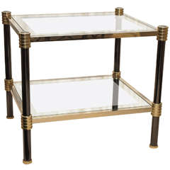 Two-tier Italian Side Table in Steel and Brass