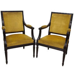 SATURDAY SALE Two Louis XVI-Style Ebonized Armchairs 5