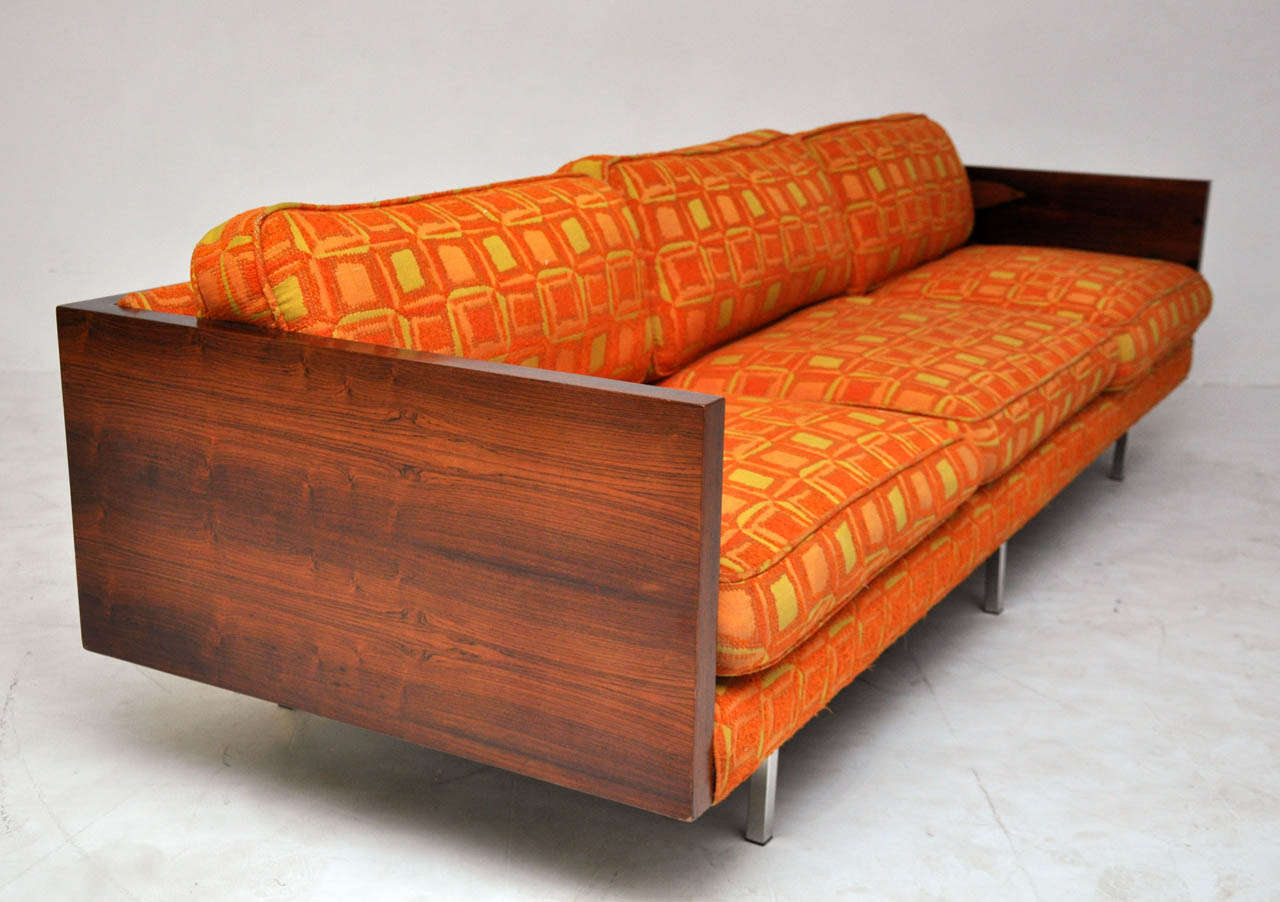 Milo Baughman Rosewood Case Sofa In Excellent Condition In Chicago, IL