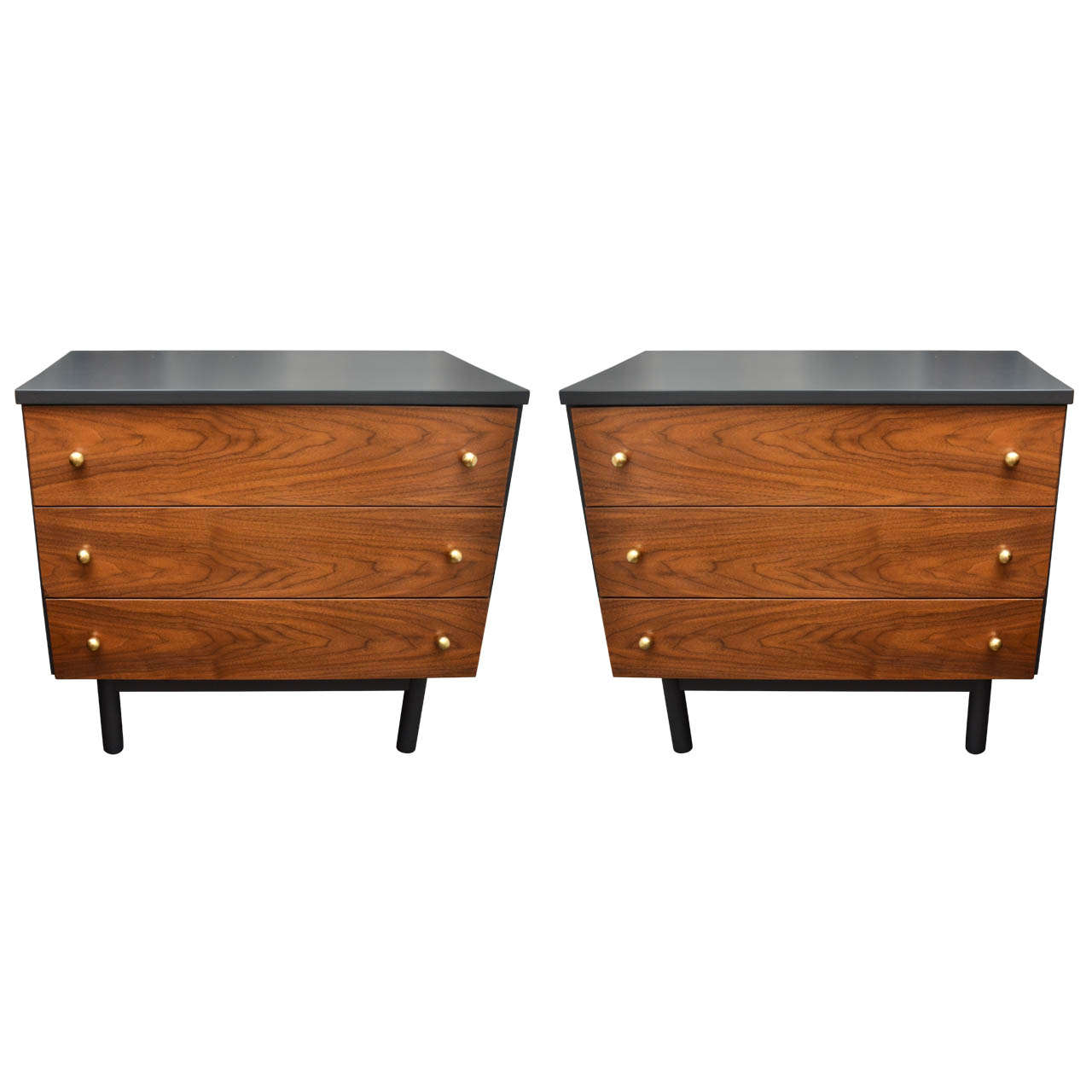 Pair of Grey + Walnut Chests by Paul McCobb