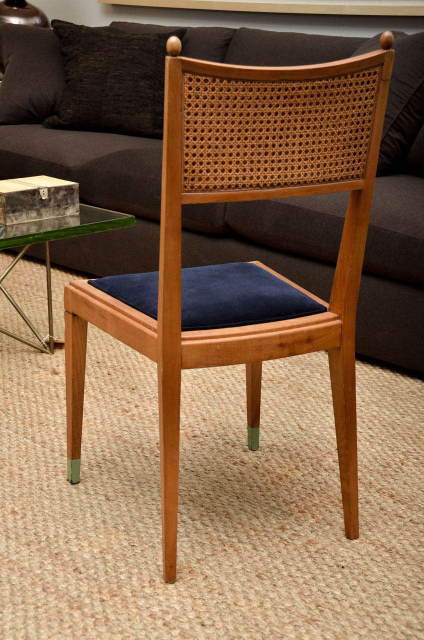 Set of Four Caned Back Chairs with Painted Sabots 1