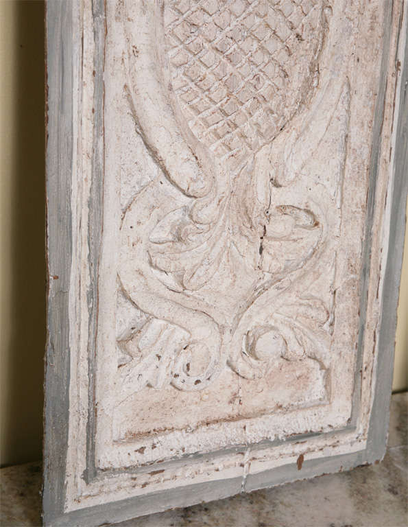 Wood Pair of architectural wood carved wall hanging