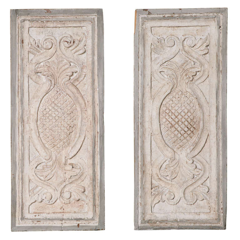 Pair of architectural wood carved wall hanging
