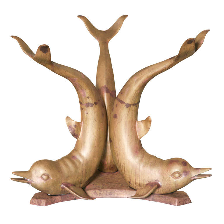 Brass Dolphin Sculpture CoffeeTable
