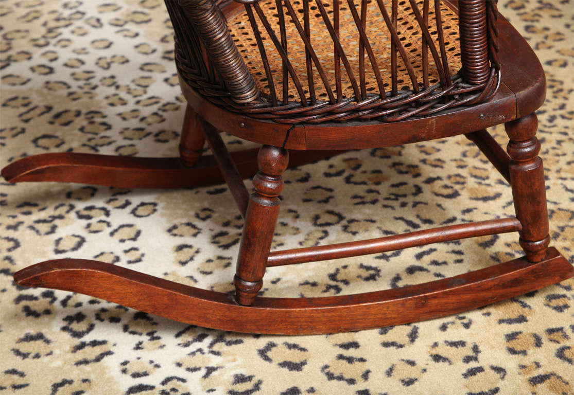20th Century Two Children's Rocking Chairs Wicker and Cane