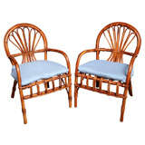 A Pair of 1940's Vintage Bamboo Child Chairs