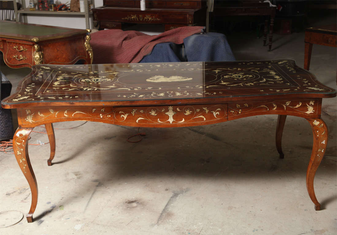 Early 19th Century Italian Table/ Desk with Ivory