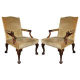 A very good pair of English Library /Armchairs.