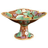 English Majolica Compote in the Strawberry & Grape Pattern