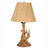 C 1920s Black Forest Deer Lamp
