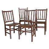 Signed Old Hickory Set Of Four  Chairs In Old Dark Finish
