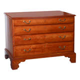 Rare 18thc Cherry New England Chippendale Chest Of Drawers