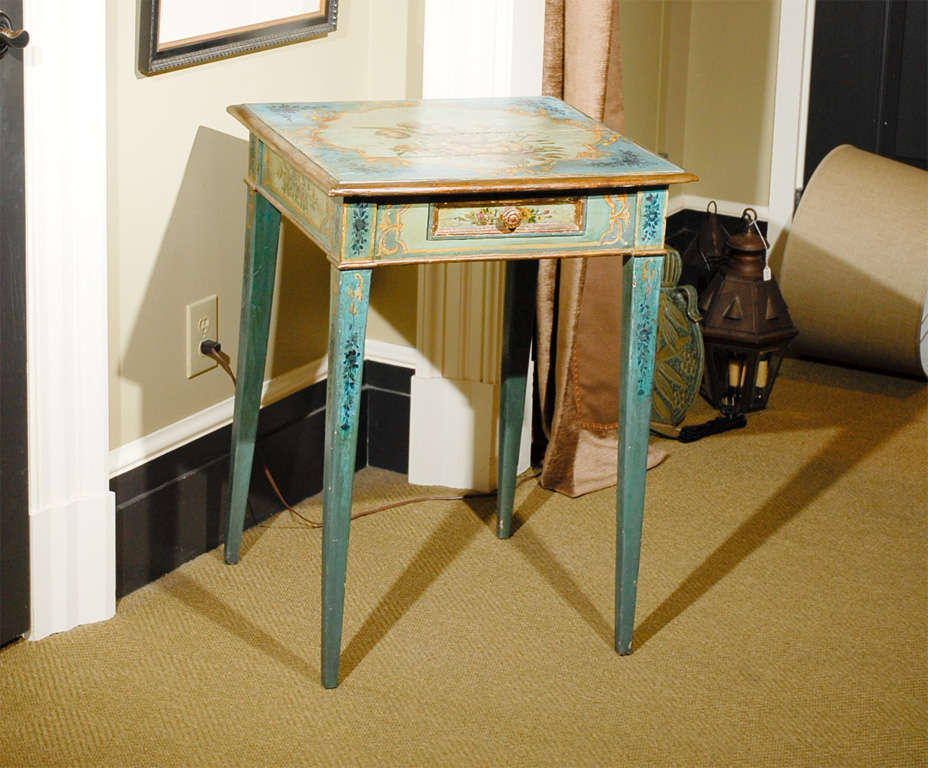 Painted French Table with Tapered Leg