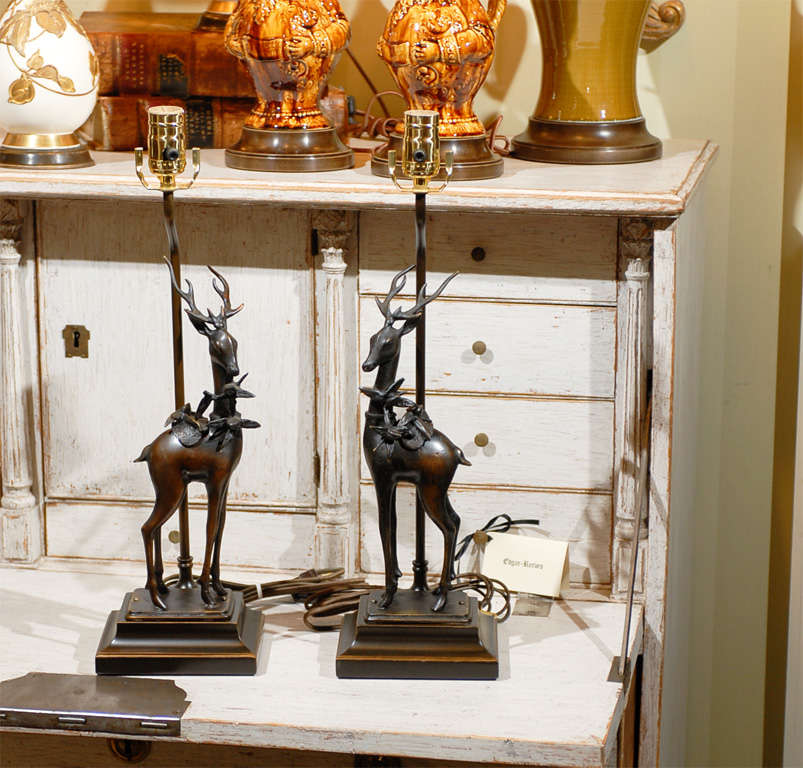 Asian Bronze Deer, Incense Burner as Lamp