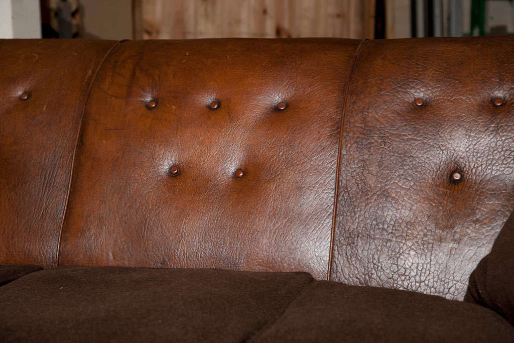 French Leather & Mohair Sofa 1