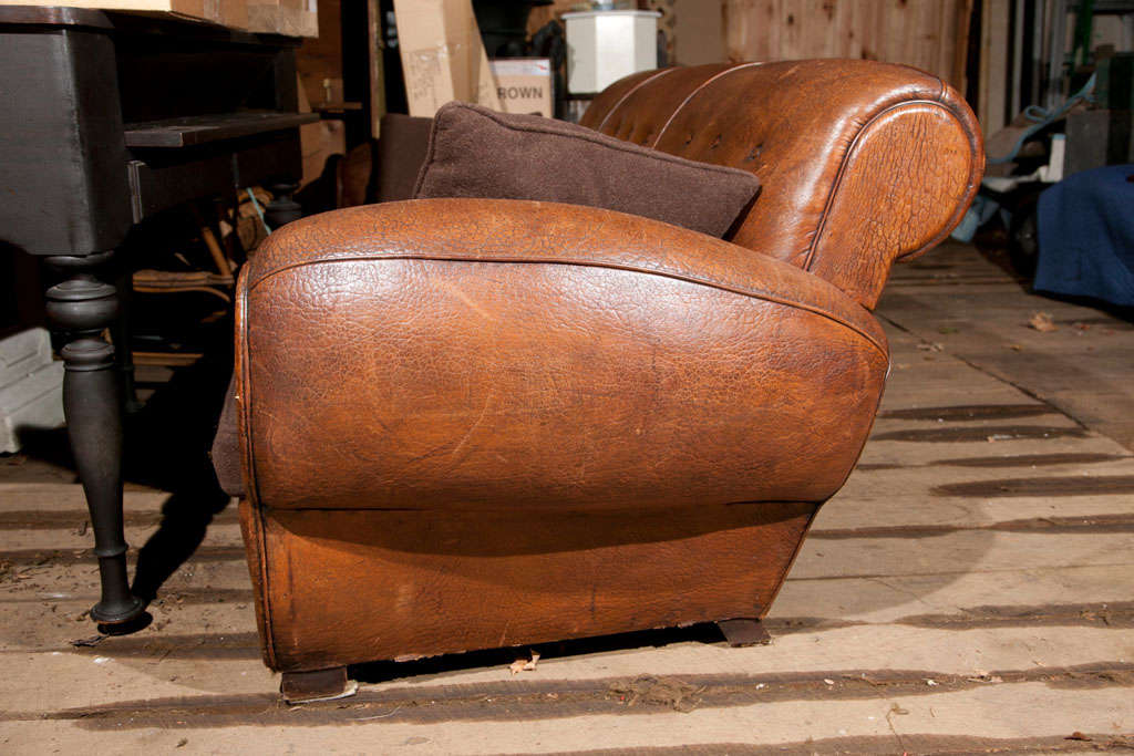 French Leather & Mohair Sofa 2