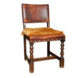 Set of 6 Spanish Oak & Leather Dining Chairs