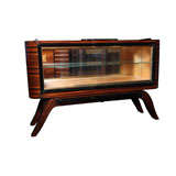 French Art Deco Macassar Ebony Glass Front Buffet