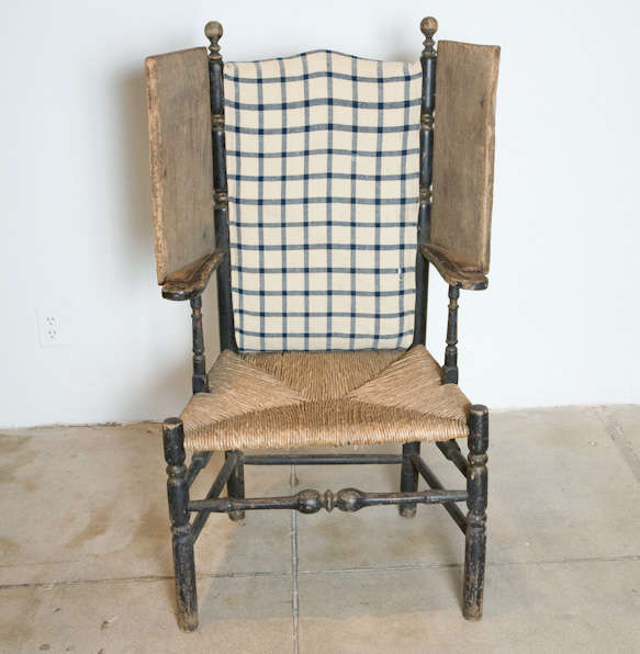 19th Century Early American High-back Chair  W/ Rush Seat