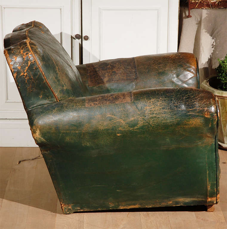 Belgian Green Leather Chair 1