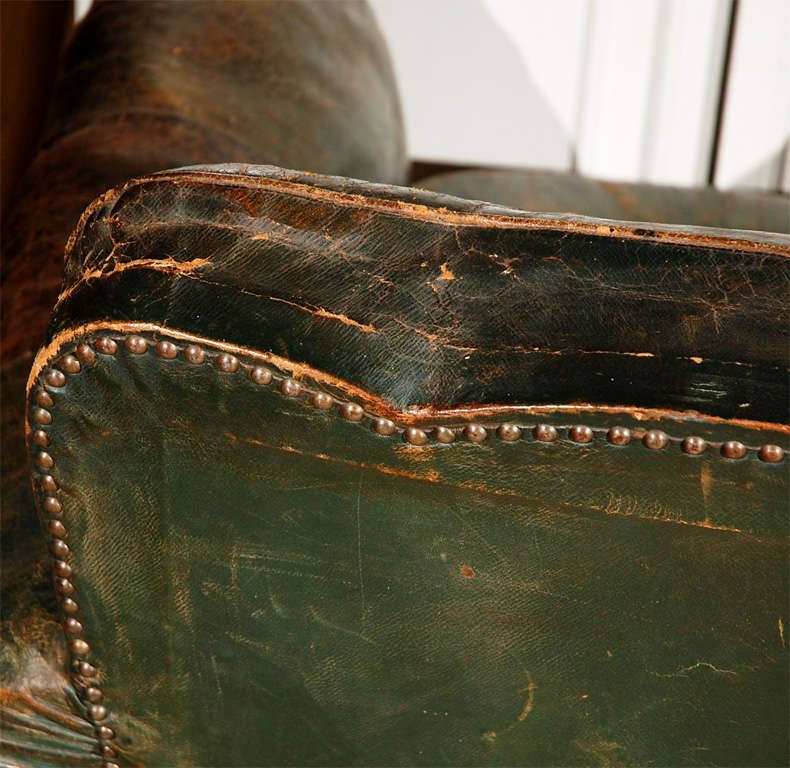 Belgian Green Leather Chair 4