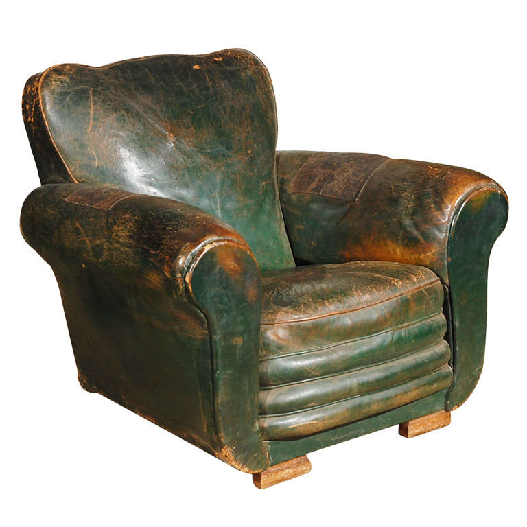 Belgian Green Leather Chair