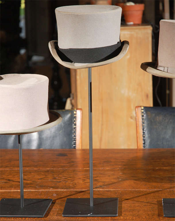 Vintage Gray Top Hats on stands