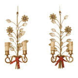 Pair of Wall Sconces with Red Bows
