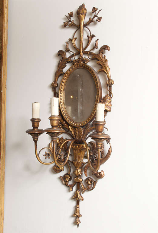 Set of 4 Louis XVI Giltwood Sconces from Grand Hotel, Milan