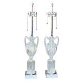 Pair of Marboro Glass Urn Lamps