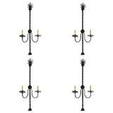 Set of 4 Monumental Wrought Iron Wall Sconces