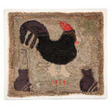 Large Folksy Rooster & Cats Hooked Rug (36" x 41") dated 1929