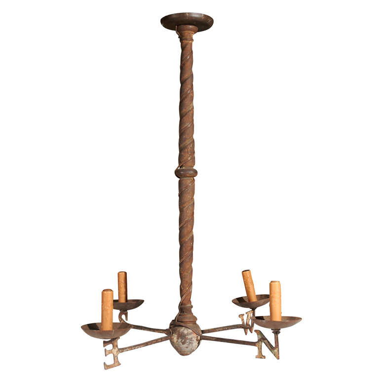 Primitive Wrought Iron Weathervane Chandelier