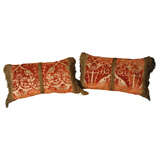 Pair of Antique Italian Velvet Pillows with Bullion Trim
