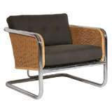 Martin Visser Rattan und Chrom Lounge Stuhl