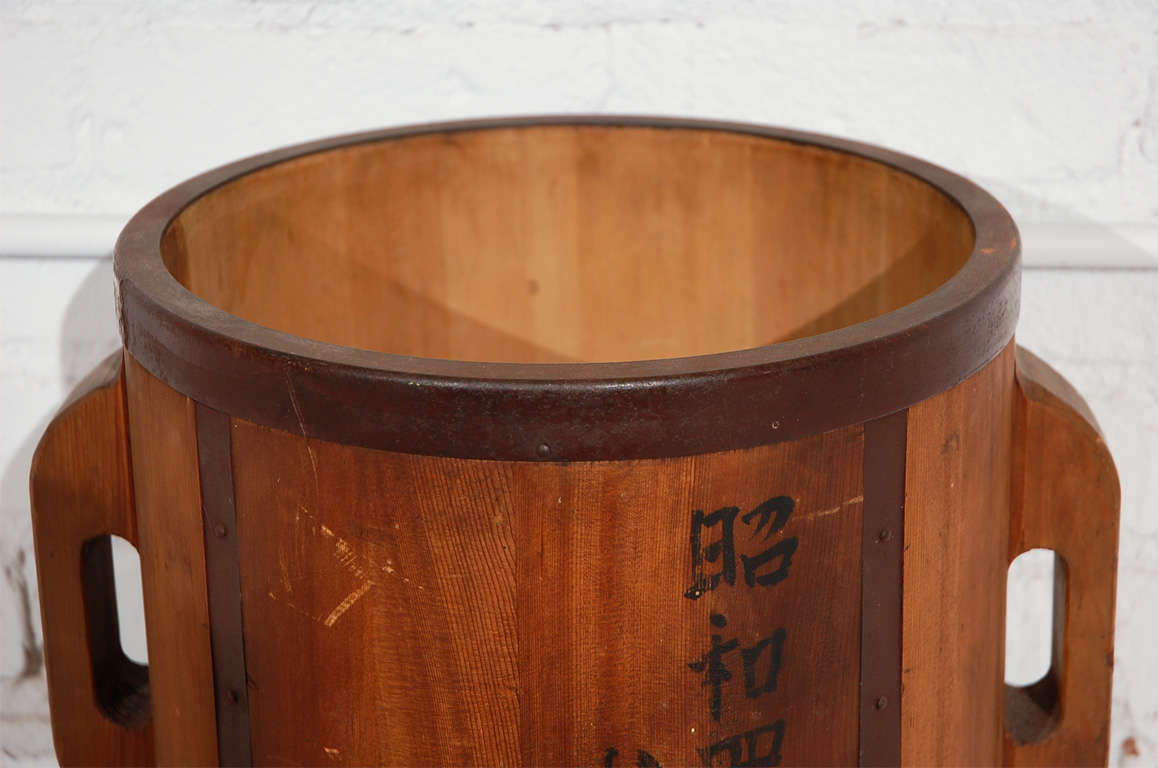antique japanese rice bucket