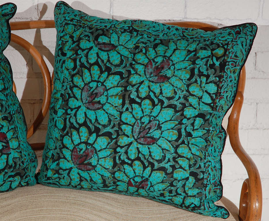 Vintage Indian Batik Pillows In Excellent Condition In Los Angeles, CA