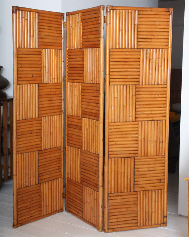 Paul Frankl Style Rattan Screen / Room Divider