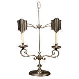 Vintage 2-arm Pewter Color Lamp With Tole Shades
