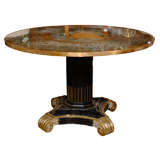 20thC EGLOMISE TOP ROUND PEDESTAL CENTER TABLE