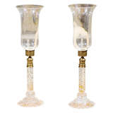 Pair Of 19thc Baccarat Hurricane Table Lights
