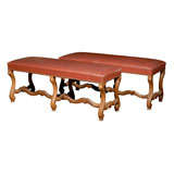 Antique Pair Louis XIII Style French Country Mutton Bone Benches
