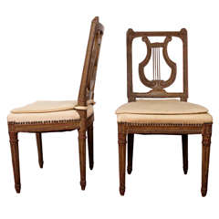 19th-Century Lyre-Back Swedish Side Chairs, Pair 
