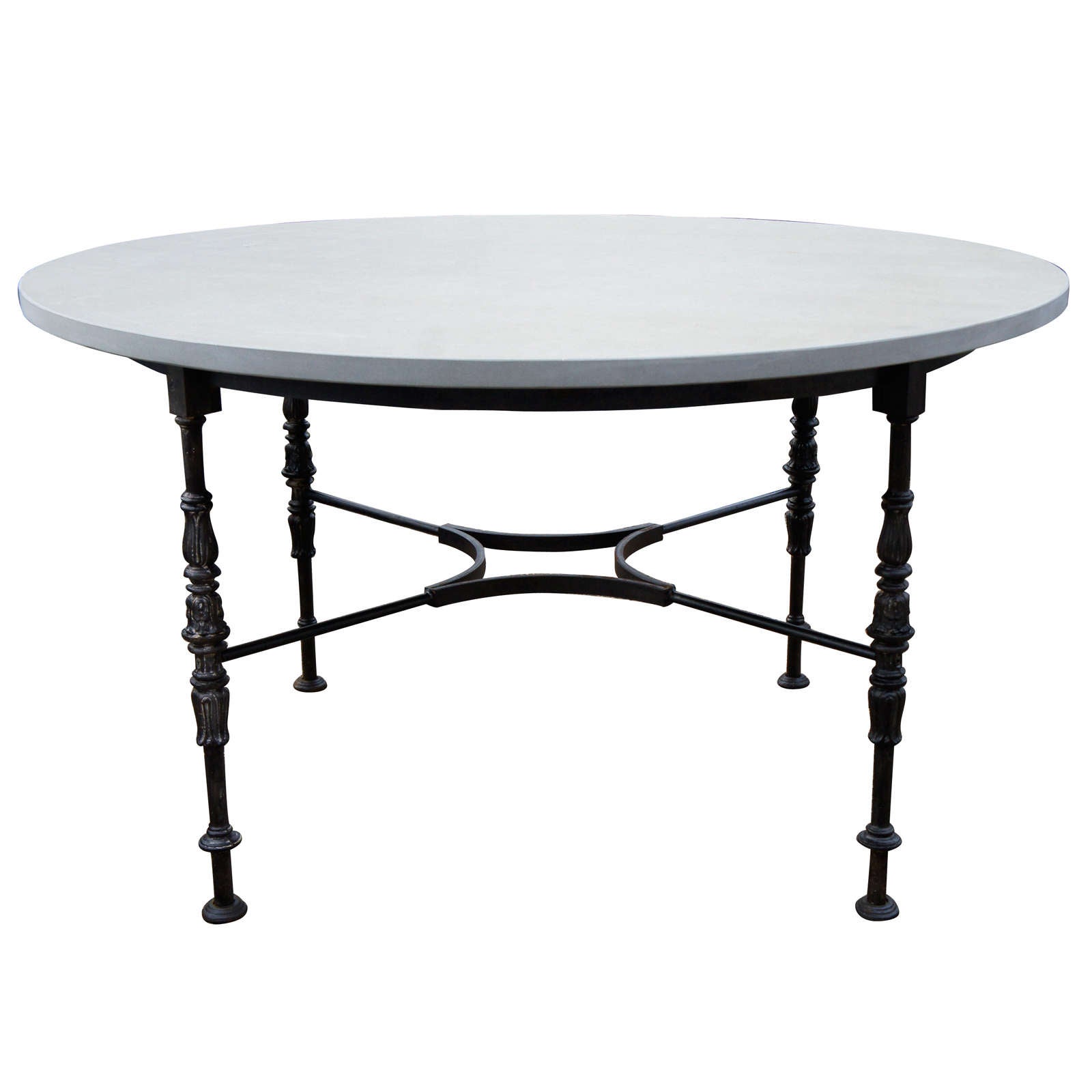 Round Metal Garden Table with Stone Top