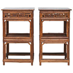 19th c. Pair of Bamboo Tea Stands