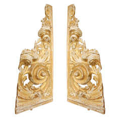 Antique 18th cent carved and gilded fragments