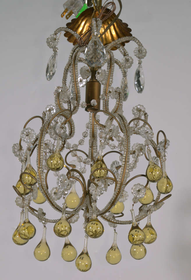 Vintage Italian Chandelier with Citrine Drops