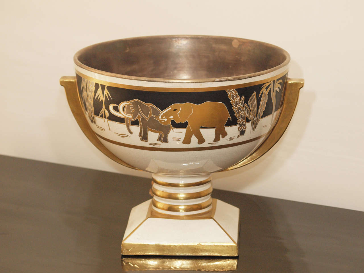 Unusual Art Deco Faience Torchiere by Lumivase