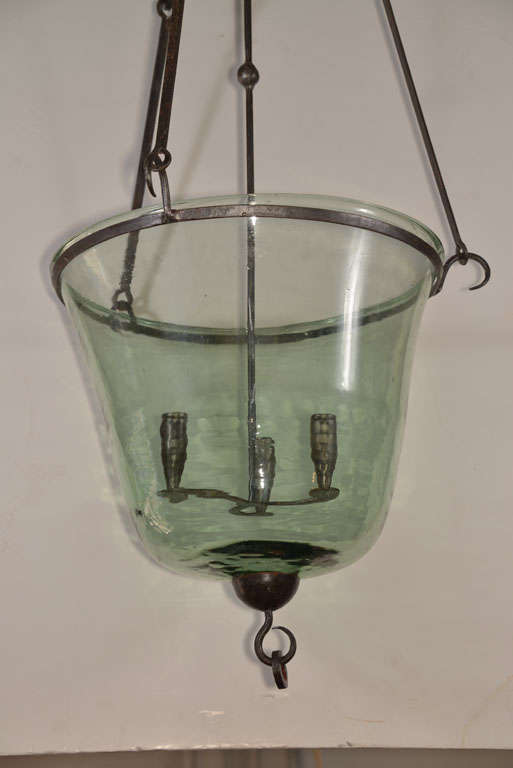 French 19th Century Cloche Chandelier with Hand Wrought Iron Hardware