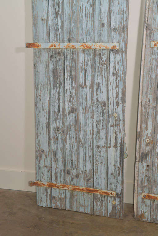 French 19th c. Wooden shutters with original paint and Hardware